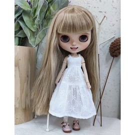 rakulifey Blythe Costume, Outfit, Dress, Jumper Skirt, Blythe Doll Clothes, For Obitsu 24 Pieces, 2 Colors (White)