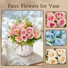 Mandarooker Fake Flowers with Vase,Pink Roses Artificial Flowers in Vase
