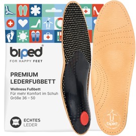 biped Premium z1706 Footbed made from Vegetable-Tanned Leather with Pelotte – Metatarsal Support – Heel Pad and Activated Carbon - - 46