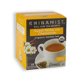 China Mist Organic Herbal Tea, Sweet Herbs with Chamomile, 15 Biodegradable Tea Sachets (1 box)