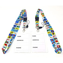 Arimex Mexican Loteria ID Badge Holder with Detachable Buckle Clip Lanyard-2 Pack. Clear I.D. Window to Store Work or School ID, Money, Credit Cards. Cute Funny Mexican Heritage Lanyard