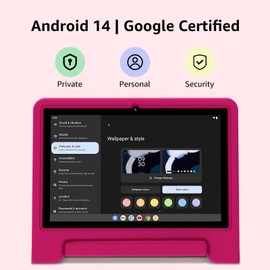 ApoloSign Kids Tablet-2024, Android 14 Tablet for Kids, 10.1-inch Tablet for Toddlers, Octa-core, 8(4+4) GB RAM, Up to 1TB ROM, Parental Control, 8-hr Battery, Wi-Fi6, BT5.0, Droop-Proof Case (Pink)