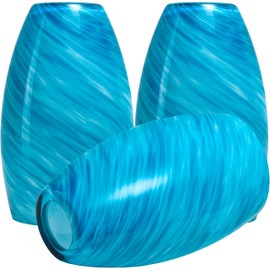 GO&SO Ocean-Blue Gradient Pendant Lights Kitchen Island 3 Pack,Hand-Blown Fluid Flow Texture, 7.8"H Art Oval Fixture,1.57" Fitter, E26 Base,for Hanging Light Fixtures & Mini Chandelier Replacement Set