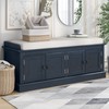 P PURLOVE Farmhouse Storage Bench for Entryway,Wood Storage Benches with