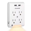 DEWENWILS 4-Outlet Wall Outlet Adapter with 2 USB and Light