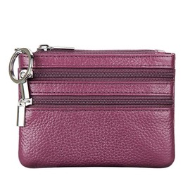 Ladies Genuine Leather Wallet with Key Ring, Purple, purse
