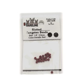 Hareline Slotted Tungsten Beads #238 1/8'' (3.18mm) Metallic Red