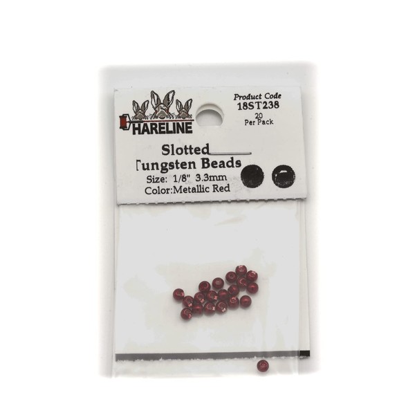 Hareline Slotted Tungsten Beads #238 1/8'' (3.18mm) Metallic Red