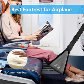 ONECOLE 2 Pack Airplane Footrest - Travel Foot Hommock with Memory Foam, Portable Adjustable Plane Leg Rest, No Clashing Footrest Provides Relaxation and Comfort for Long Flight