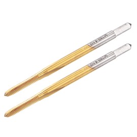 sourcing map Thread Tap Metric M2 x 0.4, Titanium Coated Cobalt HSS (High Speed Steel) 3 Straight Flutes Machine Mini Micro Screw Threading Tapping Repair Tool for Watches and Clocks, 2pcs