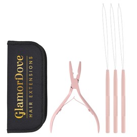 GlamorDove Micro Links Hair Extension Tool Kit Hair Extension Pliers for Weft Extensions Feather Extensions Hair Extension Looper for Beads Microlink Set