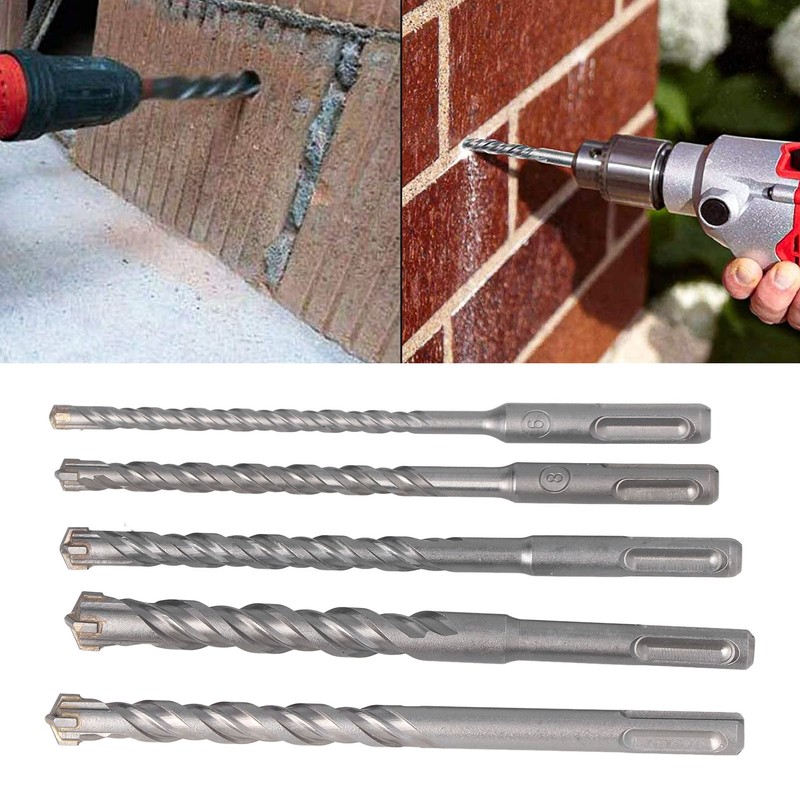 5PCS Masonry Drill Bit Set 40cr Cemented Carbide 160mm Drill
