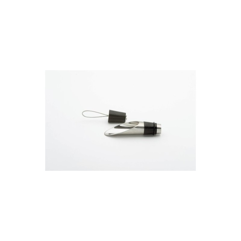 Weis Wine Pourer with Stopper, Stainless Steel Silver/Black, 4 x