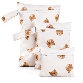 KIVORA 3 PCS Wet Bags for Babies - Bear Nappy Pouch Waterproof Travel