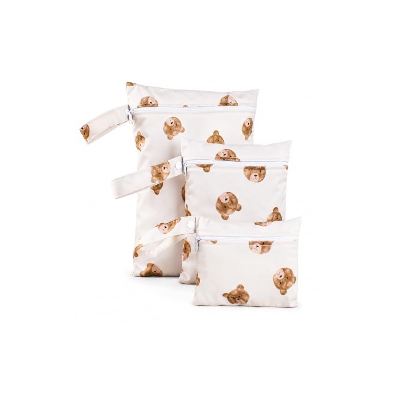 KIVORA 3 PCS Wet Bags for Babies - Bear Nappy