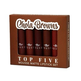 Top five  Mousse Matte Lipstick Five Piece Set -Italia Deluxe Lightweight Makeup Smooth Cosmetic italia deluxe Chola Browns, Caliente Reds, Modest Mauves - Colour: Modest Mauve