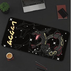 Rayquaza Pattern Desk Mat! Perfect for a Gift, Present, Holiday, Birthday! Japanese Anime:_White_Small - 24" x 14"