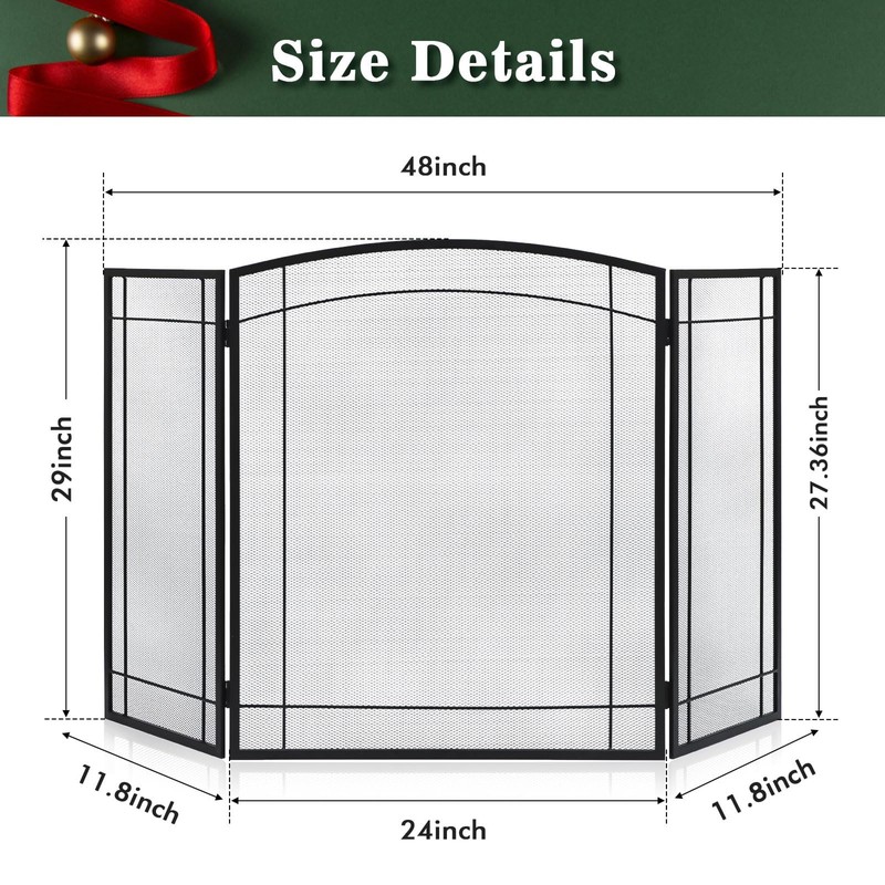 FEED GARDEN 3 Panel Fireplace Screen 48" W x 29"