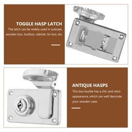 KONTONTY 2pcs Vintage Decorative Latch Hasps for Suitcases and Boxes Silver Iron Toggle Catch Lock Lightweight and Portable Security for Luggage and Briefcases