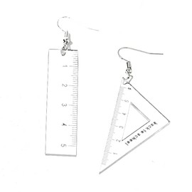 Punk Acrylic Question Mark Exclamation Mark Exaggerated Drop Earrings for Women Asymmetry Ruler Dangle Earrings Spoof Funny Jewelry-ruler