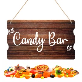 Candy Bar Sign, Vintage Style Candy Bar Decoration, Wooden Lettering Candy Bar Accessories, Candy Bar Table Decoration for Wedding, Birthday, Candy Bar Party etc. (18 x 10.5 x 0.5 cm)