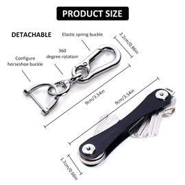 Butyeak Key Ring Organiser, Compact Key Holder, Key Organiser, Smart Key Holder, Keychain Organiser, Keyring Car, Key Chain Carabiner, Gift for Men Women, (up to 12 Keys), black