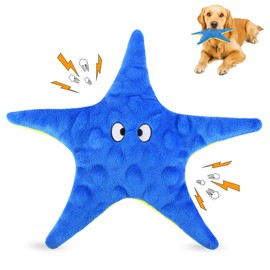 YXYANI Pet Toys, Dog Toy, Stuffed Dog Toy, Starfish Squeak Toy, Plush Toy, Chew Toys, Keep Teeth Healthy, Indestructible, Dog Birthday Toy, Small, Medium and Large Dogs，Blue