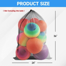 GSE Mesh Drawstring Ball Bag with Shoulder Strap, 1-Pack, Grey, 24" x 36"
