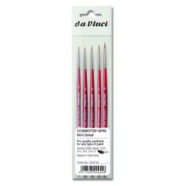 da Vinci Brushes 5507A2 5580 Spin Miniature Detail (Sizes 10/0, 5/0, 3/0, 2/0, 0) Artist Brush Set, Red, 5 Count (Pack of 1)