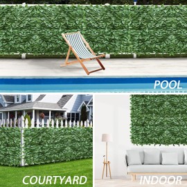 ECOOPTS Expandable Artificial Laurel Fence Wall Décor Faux Leaf Privacy Fence Screen Plant Leaves Covering Decoration for Home Backyard Garden, 39"x394", 1 Piece