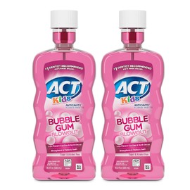 ACT Kids Anticavity Fluoride Mouthwash, Sugar & Alcohol Free Mouth Rinse Strengthens Teeth, Bubble Gum Blowout, 16.9 fl. oz., 2pk