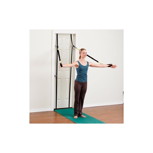 balanced body Tower on The Go with 2 Slastix Resistance Bands, 2 Cotton Loops, and 2 Door Straps, Door Workout Home Gym System