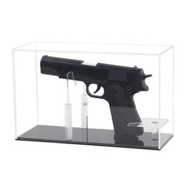 Qinry Gun Display Case Clear Adjustable Acrylic Pistol Box Handgun Revolver Display Case Stand Rack Holder Cabinet