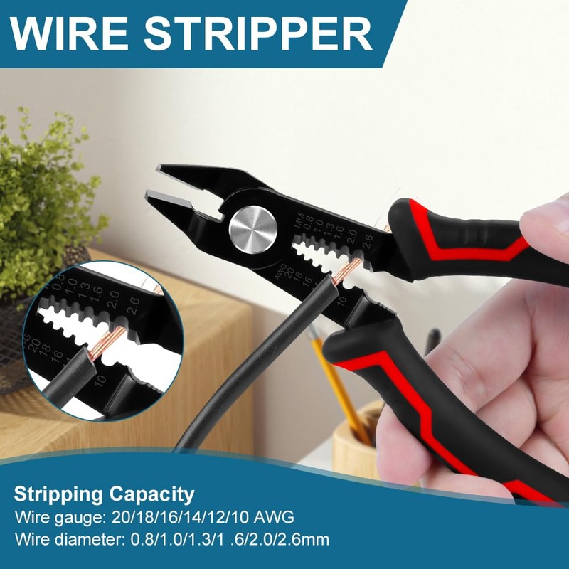 vsshe Wire Stripper and Cutting Pliers, 3-in-1 Wire Stripping Tool