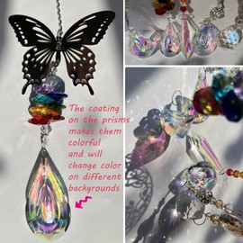 Suncatcher Crystal Wind Chimes, Pack of 5 Tree Owls Hummingbird Butterfly Fairy Pendant, Rainbow Crystal, Window Decoration, Hanging for Home, Office, Garden, Outdoor Decoration