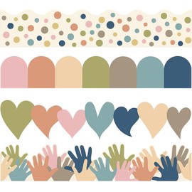 100pcs Bulletin Board Borders 114.8 ft, Classroom Bulletin Boards Border Decoration, Boho Border Trim for Classroom, Office