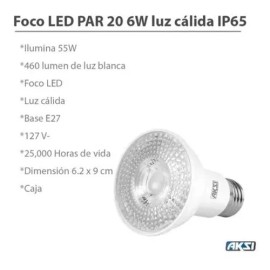 Aksi Foco Led Par 20 6w Luz Calida Ip65 Caja Color Aksi* Color De La Luz Cálida