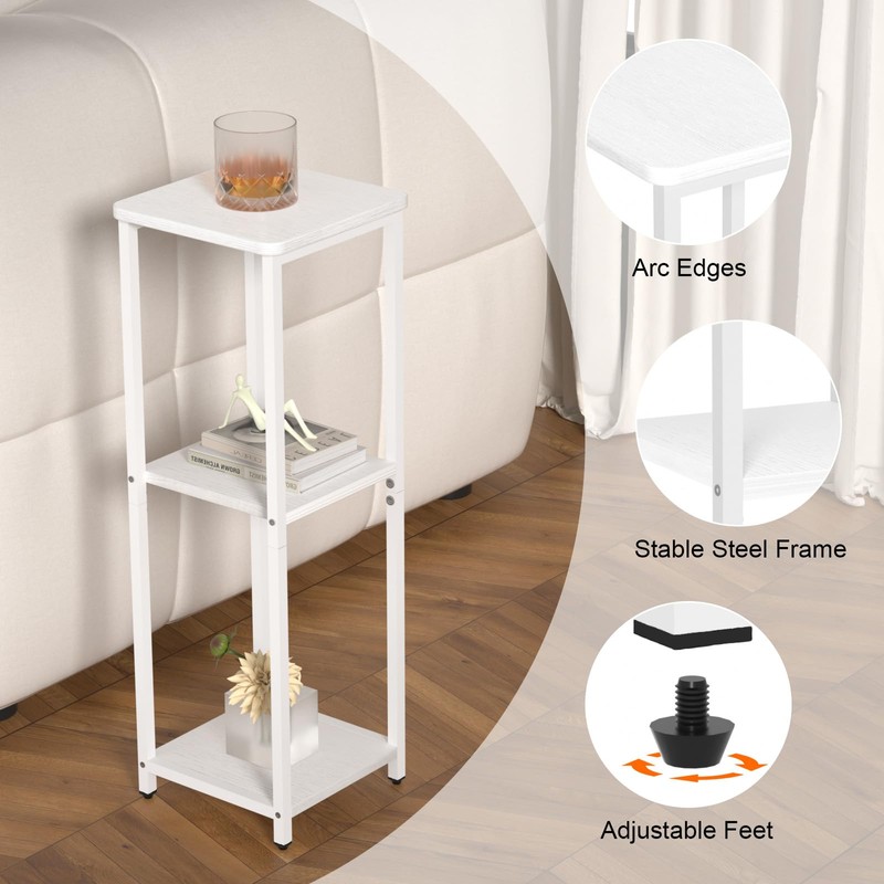 GHIMIGN 10" Wide Square Drink Table with Adjustable Feet -