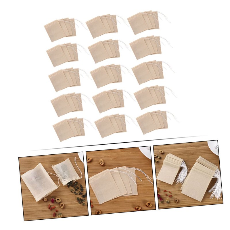 COLLBATH 200pcs Disposable Tea Filter Bags with Drawstring Loose Tea