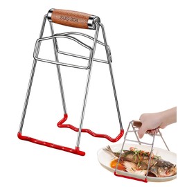 Ugotit Pinza de placa caliente, elevador de placa de acero inoxidable para platos calientes, cuencos y platos, agarre de placa de cocina para freidora