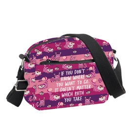 PLITI Cheshire Cat Crossbody Bag Cheshire Cat Fan Gift Alice Lover Gift Alice Wonderland Gift, Path You Take Cbu