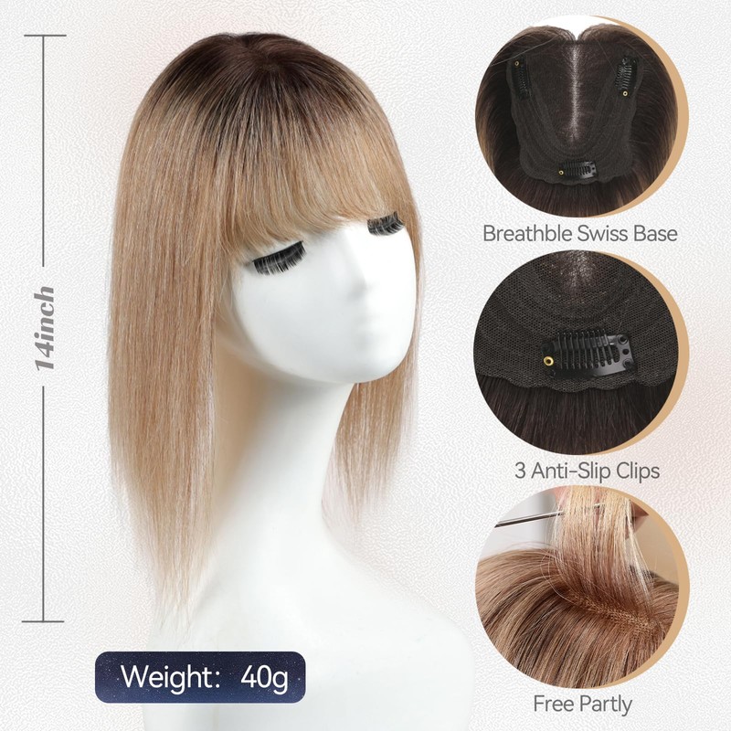 starluck 14 inch Hair Toppers for Women Real Human Hair