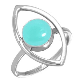 Jeweloporium Aqua Chalcedony 925 Silver Ring for Women Stone Cocktail Silver Ring Size L Anniversary - Gift Victorian Jewelry