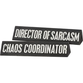 Primitives by Kathy 111235 Double Sided Desktop Name Plate - Chaos Coordinator and Director of Sarcasm, 9.5-inches Long