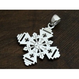 African Ethiopian Cross Cross Silver Pendant for Women Men, Silver