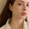 A pair of 14k cubic pearl one-touch ring earrings /