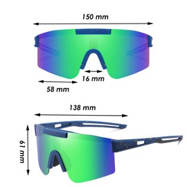 Gafas de Sol Deportivas Polarizadas para Hombres, Mujeres, Jóvenes, Conducción, Ciclismo, Pesca, Correr, Gafas de Sol con Cordón, Gafas de Protección 100% UV, Azul-Verde