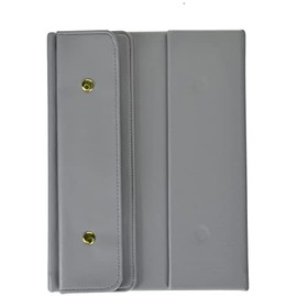 C.R. Gibson GMT-24051 Tri-Fold Writing Journal Notebook with Tassel Bookmark, 244 Lined Pages, 6.25'' W x 8.5'' H, Leatherette Stone Gray
