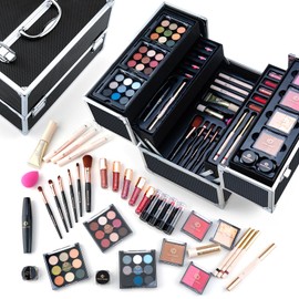 Color Nymph Makeup Sets for Teens Girls Women, Professional Makeup Kits All In One Makeup Set Storage Train Case, Beginner Full Cosmetics Kit with Eyeshadow Blush Lipstick Lipgloss Mascara etc Black