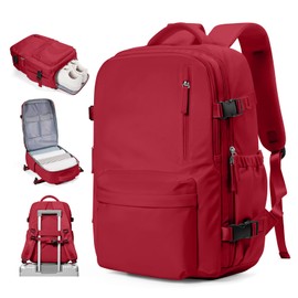 VECAVE Carry On Backpack for Women, Airline Approved Large Travel Backpack Flight Approved, Waterproof 17 Inch Laptop Backpack Business Work Backpacks Bag Men Mochila De Viaje Red.
